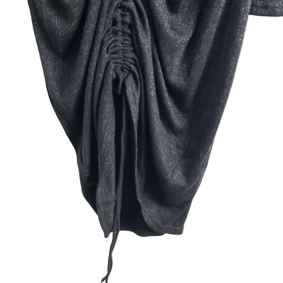Forever 21 Womens Plus Size 3X Black Metallic Ruched Dress - Picture 6 of 8